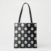 Kawaii Panda Muster Bamboo in Schwarz-weiß grün Tasche (Vorderseite)