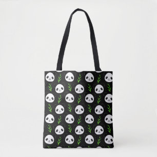 Kawaii Panda Muster Bamboo in Schwarz-weiß grün Tasche