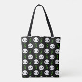 Kawaii Panda Muster Bamboo in Schwarz-weiß grün Tasche (Rückseite)