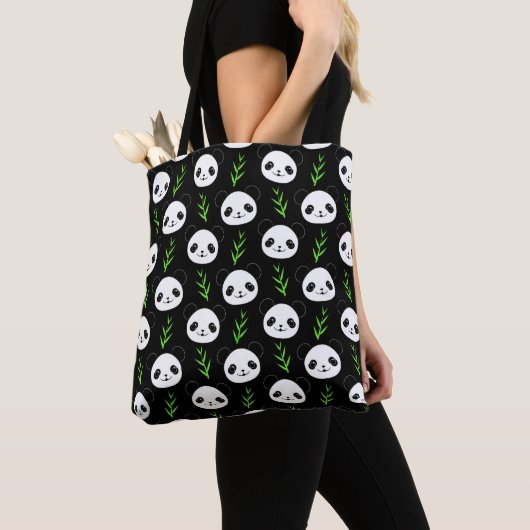 Kawaii Panda Muster Bamboo in Schwarz-weiß grün Tasche (Von Nahem)