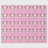 Kawaii Panda Muster in rosa Geschenkpapier (Flach)