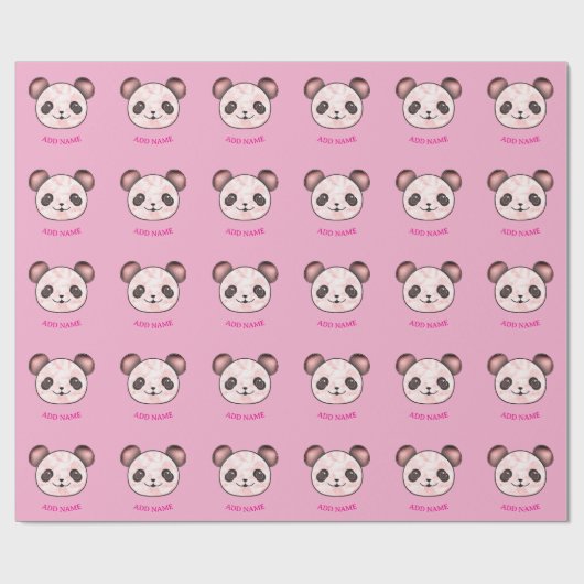 Kawaii Panda Muster in rosa Geschenkpapier (Flach)