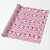 Kawaii Panda Muster in rosa Geschenkpapier (Ungerollt)