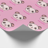 Kawaii Panda Muster in rosa Geschenkpapier (Ecke)