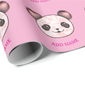 Kawaii Panda Muster in rosa Geschenkpapier (Rolleneckpunkt)