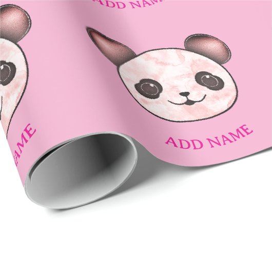 Kawaii Panda Muster in rosa Geschenkpapier (Rolleneckpunkt)
