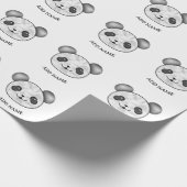 Kawaii Panda Muster in Schwarz und Weiß Geschenkpapier (Ecke)