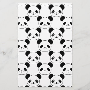 Kawaii Panda Muster in Schwarzweiß Briefpapier