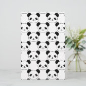 Kawaii Panda Muster in Schwarzweiß Briefpapier (Stehend Vorderseite)