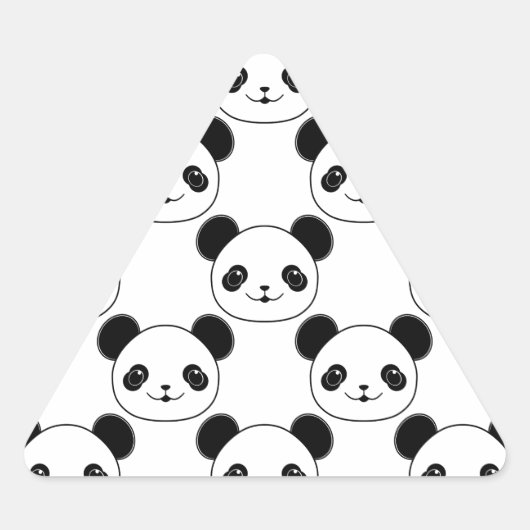 Kawaii Panda Muster in Schwarzweiß Dreieckiger Aufkleber (Vorderseite)