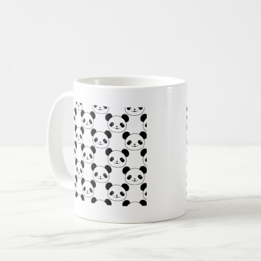 Kawaii Panda Muster in Schwarzweiß Kaffeetasse (Vorderseite Links)