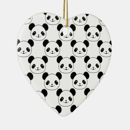 Kawaii Panda Muster in Schwarzweiß Keramik Ornament (Rechts)