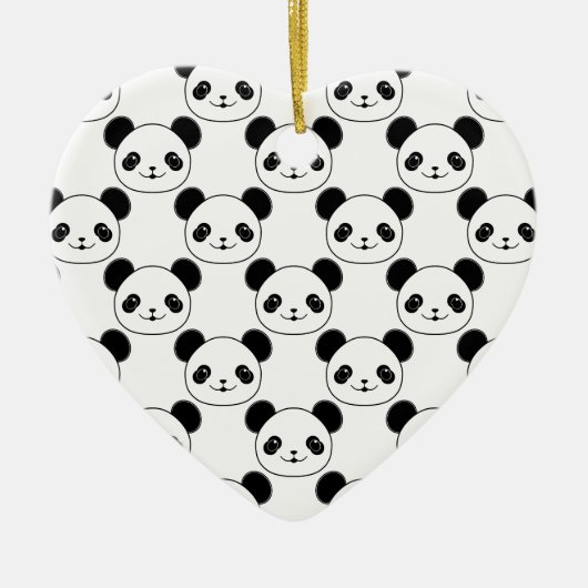 Kawaii Panda Muster in Schwarzweiß Keramik Ornament (Vorne)