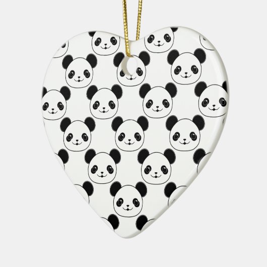 Kawaii Panda Muster in Schwarzweiß Keramik Ornament (Links)