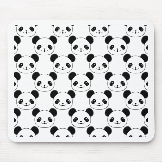 Kawaii Panda Muster in Schwarzweiß Mousepad (Vorne)
