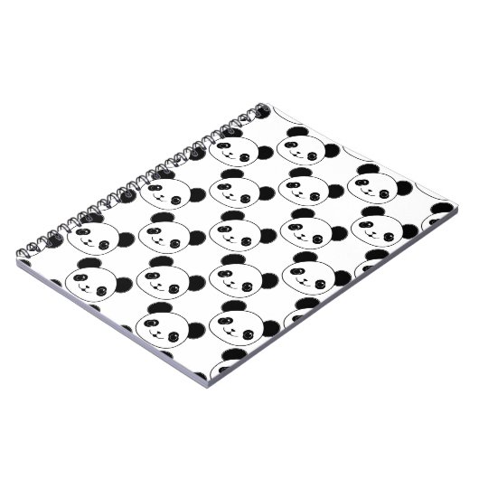 Kawaii Panda Muster in Schwarzweiß Notizblock (Linke Seite)