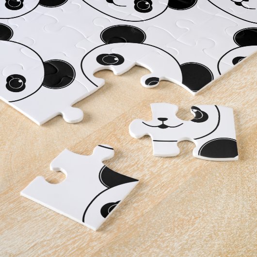 Kawaii Panda Muster in Schwarzweiß Puzzle (Seite)