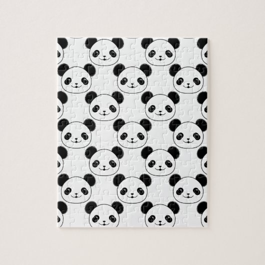 Kawaii Panda Muster in Schwarzweiß Puzzle (Vertikal)