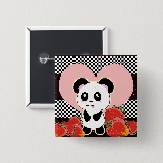 Kawaii Panda niedlich Button (Vorne & Hinten)