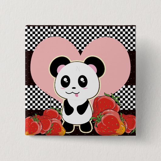 Kawaii Panda niedlich Button (Vorderseite)
