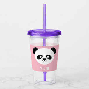 Kawaii Panda Niedlich Kids Pink Personalisiert Acryltrinkbecher