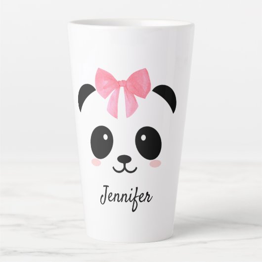 Kawaii Panda niedlich personalisiert Milchtasse (Vorderseite)