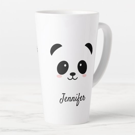 Kawaii Panda niedlich Schwarz-weiß personalisiert Milchtasse (Rechte Ecke)