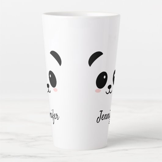 Kawaii Panda niedlich Schwarz-weiß personalisiert Milchtasse (Vorderseite)