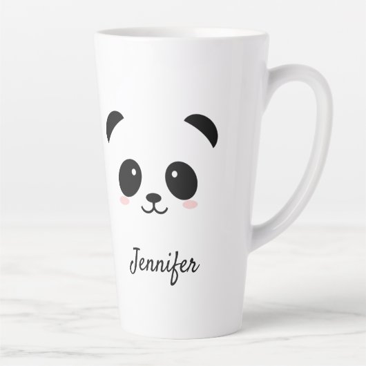 Kawaii Panda niedlich Schwarz-weiß personalisiert Milchtasse (Rechts)