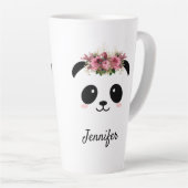 Kawaii Panda niedliche Blumenkönigin personalisier Milchtasse (Rechte Ecke)