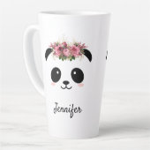Kawaii Panda niedliche Blumenkönigin personalisier Milchtasse (Linke Ecke)