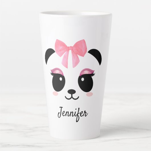 Kawaii Panda niedliche Wimpern personalisiert Milchtasse (Vorderseite)