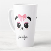 Kawaii Panda niedliche Wimpern personalisiert Milchtasse (Linke Ecke)