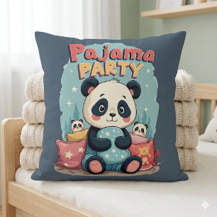 Kawaii Panda Pajama Party Cosy Sleepover Ästhetik Kissen