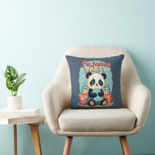 Kawaii Panda Pajama Party Cosy Sleepover Ästhetik Kissen