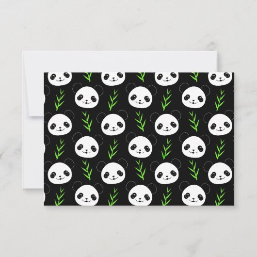 Kawaii Panda Pattern Bamboo In Black White Green Mitteilungskarte (Rückseite)