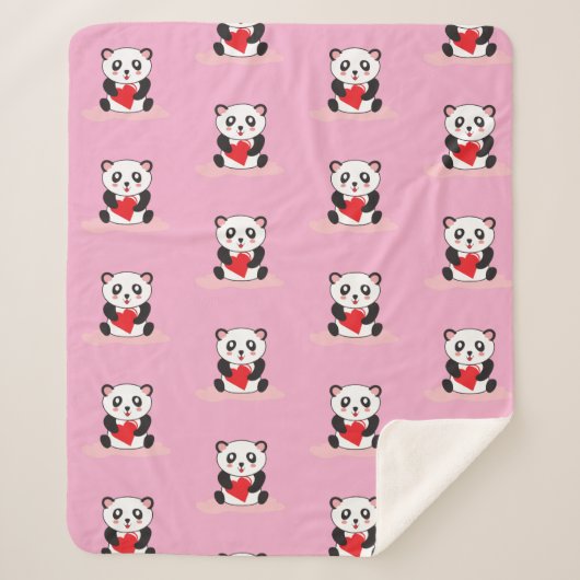 Kawaii Panda Plush Blanket für Kinder Sherpadecke (Vorderseite)