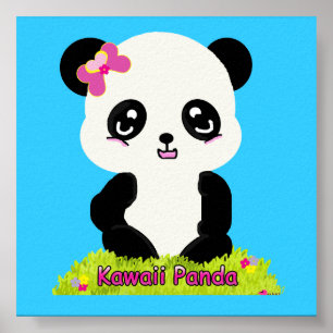 Kawaii Panda Print Poster