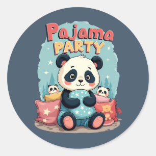 Kawaii Panda Pyjama-Party Cozy Übernachtung Ästhet Runder Aufkleber