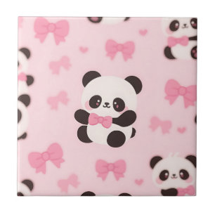 Kawaii Panda Rosa Schleife Muster Fliese