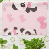 Kawaii Panda Rosa Schleife Muster Geschirrtuch (Gefaltet)