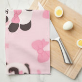Kawaii Panda Rosa Schleife Muster Geschirrtuch (Viertel Falte)