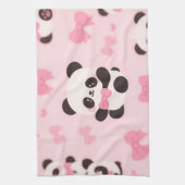Kawaii Panda Rosa Schleife Muster Geschirrtuch (Vertikal)