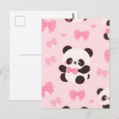 Kawaii Panda Rosa Schleife Muster Postkarte (Vorne/Hinten)