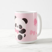 Kawaii Panda Rosa Schleifenmuster Kaffeetasse (VorderseiteRechts)