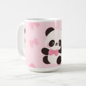 Kawaii Panda Rosa Schleifenmuster Kaffeetasse (Vorderseite Links)