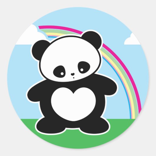 Kawaii Panda Runder Aufkleber (Vorderseite)