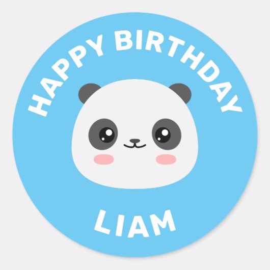 Kawaii Panda Runder Aufkleber (Vorderseite)