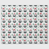 Kawaii Panda Santa Winter Ferienmuster Geschenkpapier (Flach)