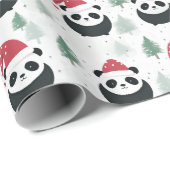 Kawaii Panda Santa Winter Ferienmuster Geschenkpapier (Rolleneckpunkt)